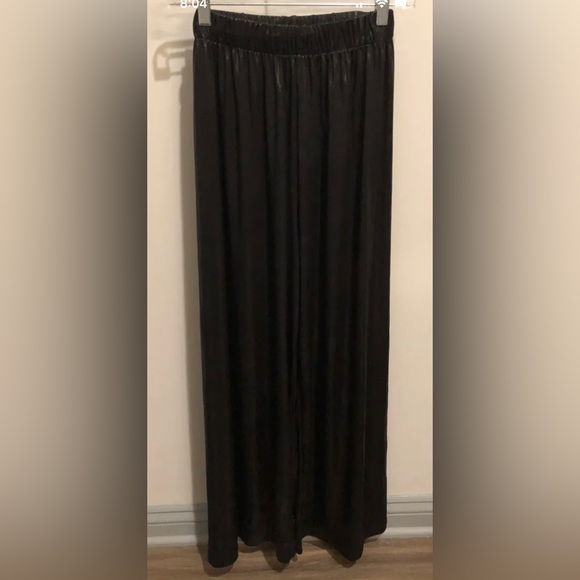 American Apparel Metallic Jersey Wide Leg Pant Black Size XS NWT - Picture 2 of 4